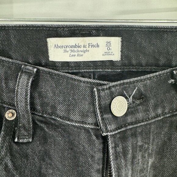 Abercrombie & Fitch Jeans Women’s 25 0 black 90's straight low rise denim school - Picture 4 of 5